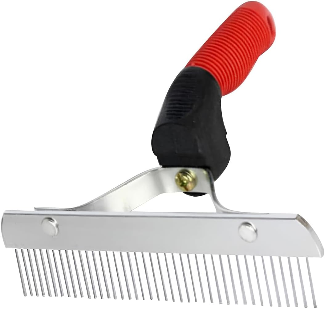 AIMALL Rubber Handle Pet Rake Comb - Big Dog Grooming Brush for Medium to Long Hair, Knot Removal, and Undercoat Cleaning image number 3