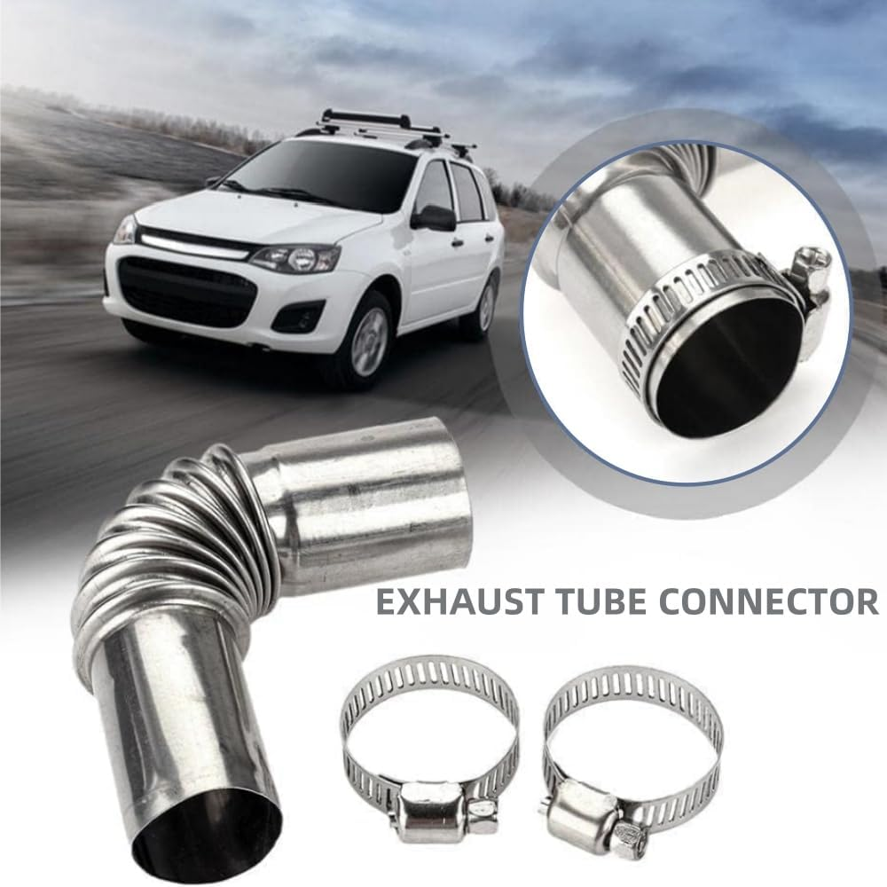 Silver Stainless Steel Exhaust Hose 25Mm Windproof Cap Gas Water Heater Air Diesel Parking Heater Exhaust Pipe Tube Elbow Connector for Diesel Boat Heater（2Pcs）