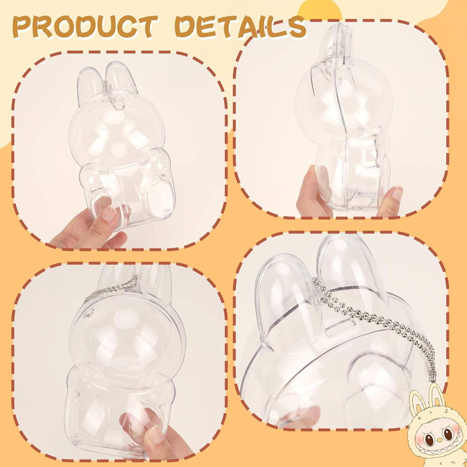 Viiotu Protective Case for LABUBU, Plastic Dustproof Display Box Compatible with LABUBU Pop Mart, Clear Figure Display Case for LABUBU Sitting & Standing Figure (1, Sitting-2) image number 2