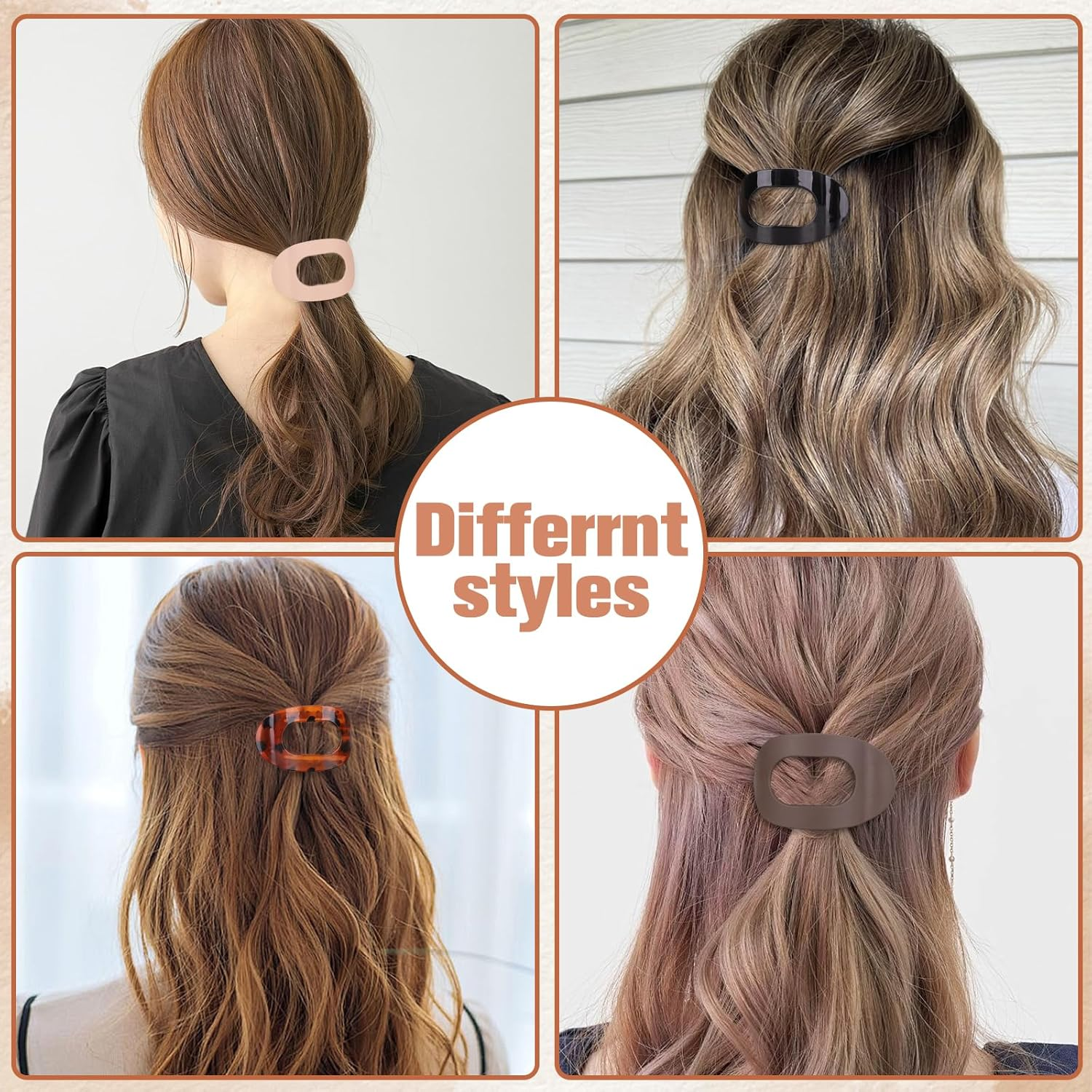 6 Pack Flat Claw Clip Medium round Hair Clip for Thick and Thin Hair image number 6