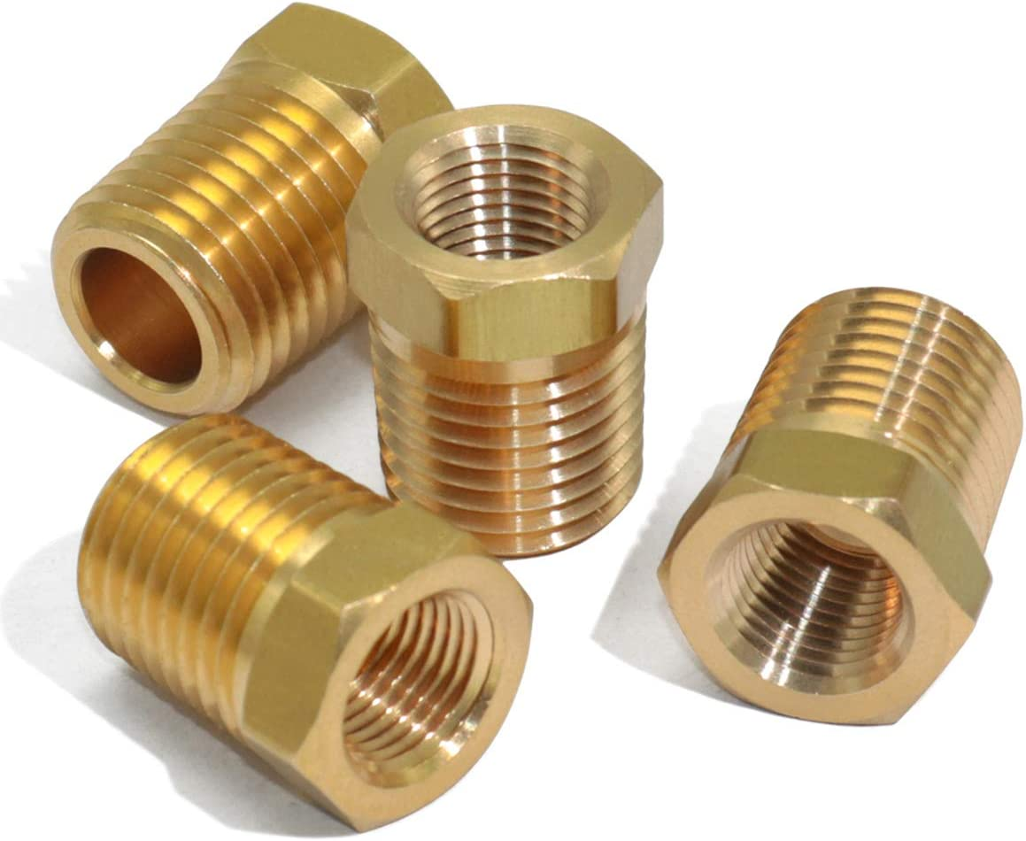 KOOTANS 4Pcs Heavy Duty 1/4" NPT Male Thread to 1/8" NPT Female Thread Brass Reducer Hex Bushing Brass Fitting Pipe Hose Tube Adapter Convert image number 2