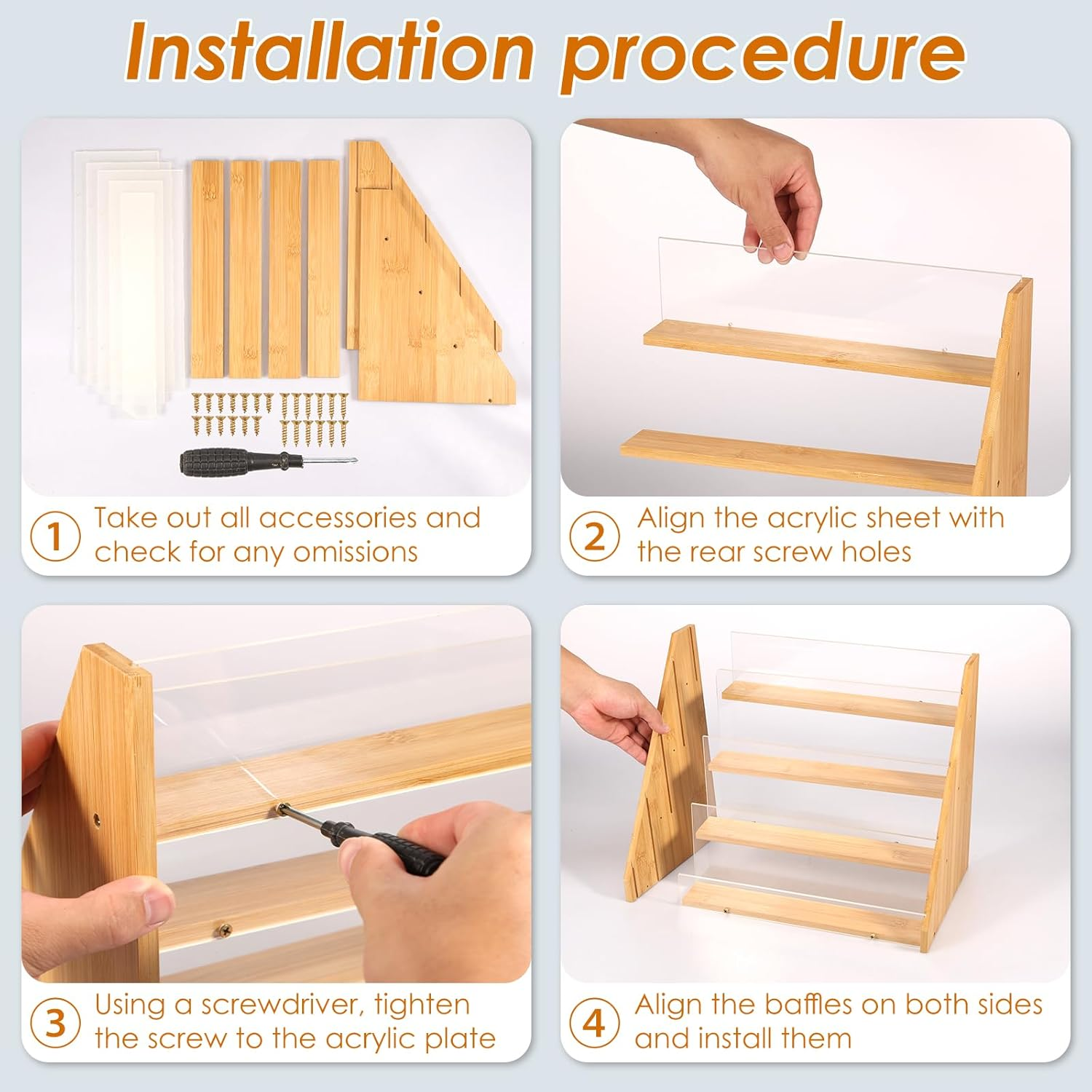 Card Display Stand,Postcard Display,Multifunctional Card Organizer,Easy to Install Greeting Card,Card Display Stand Greeting Card,Display 4 Bamboo and Acrylic Card,Stand Multifunctional image number 6
