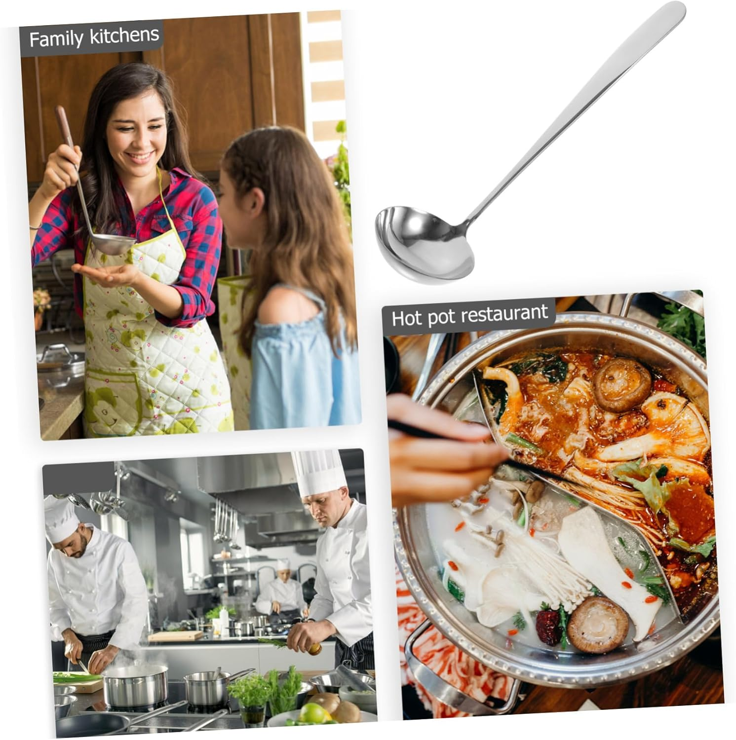Cabilock Stainless Steel Soup Ladle for Home Kitchen Water Scoop with Comfortable Grip Multi-Functional Cooking Utensil for Soups Stews and Hot Pots image number 6