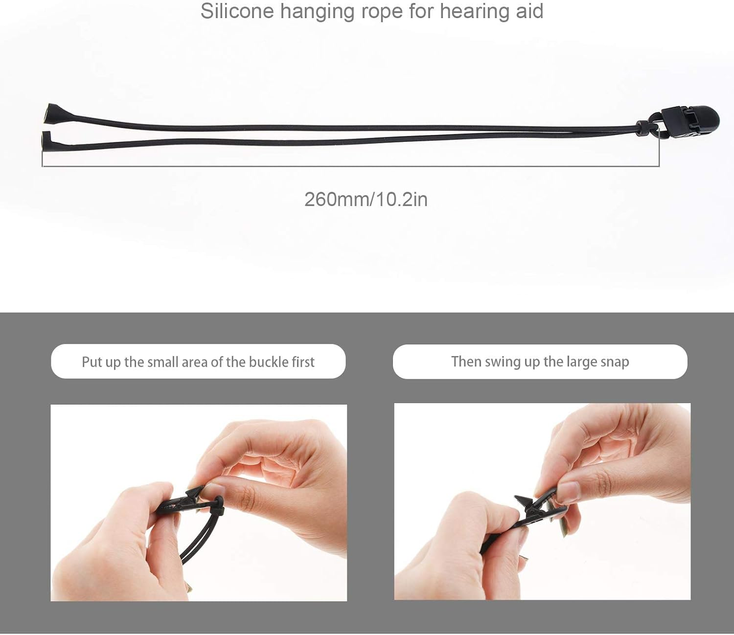 Emsea Hearing Aid Clip Holder Anti-Lost Lanyard Safety Retainer Retention Cord Protector Silicone Black for Adults Seniors Kids image number 3