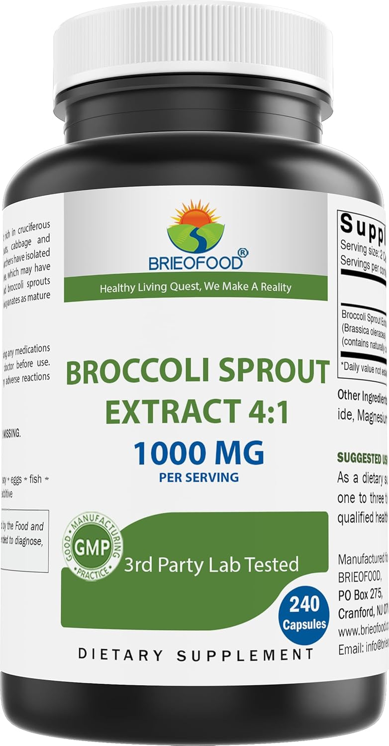 Brieofood Broccoli Sprout Extract 4000Mg Serving - 240 Capsules image number 1