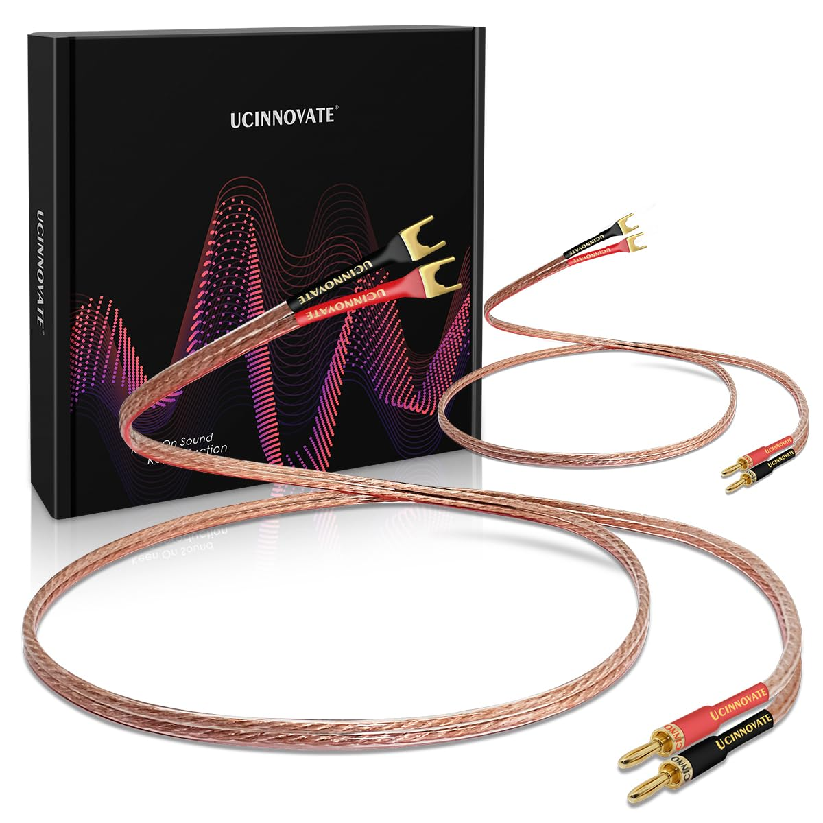 UCINNOVATE 2 Pack 2M Hifi Speaker Wire with Jumper Spade, 13AWG 6.56FT Speaker Jumper Cable Cord Bridge with Gold-Plated Banana Plugs for Audio Amp Terminal Amplifier Hifi System Home Theater image number 6