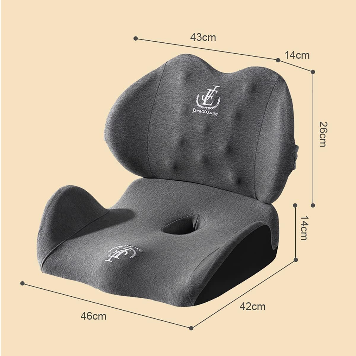 CULOTOL Ergonomic Cushion Lumbar Support Pillow Combo Set, 3D Design, Breathable Cover, Adjustable Back Support Foam Pillow, Ideal for Low Back Pain Relief and Long Sitting Hours image number 2