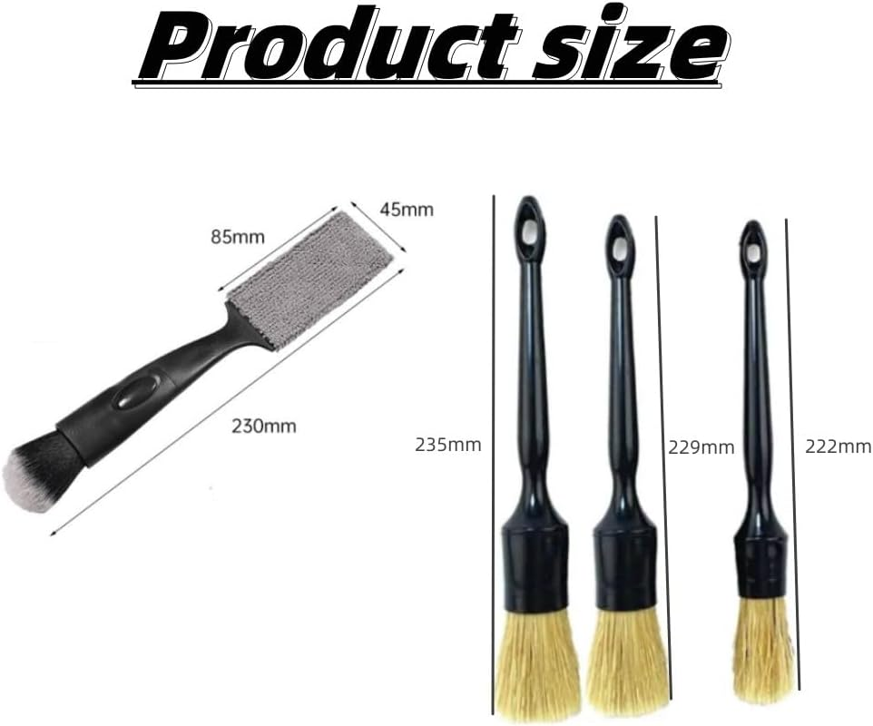 Car Detailing Brush Set, 4 PCS Soft Boars Hair Auto Interior Cleaning Detail Brushes, Perfect for Safely Cleaning Emblem Air Vent, Leather Seats, Washing Wheels, Tires, Engine Bay