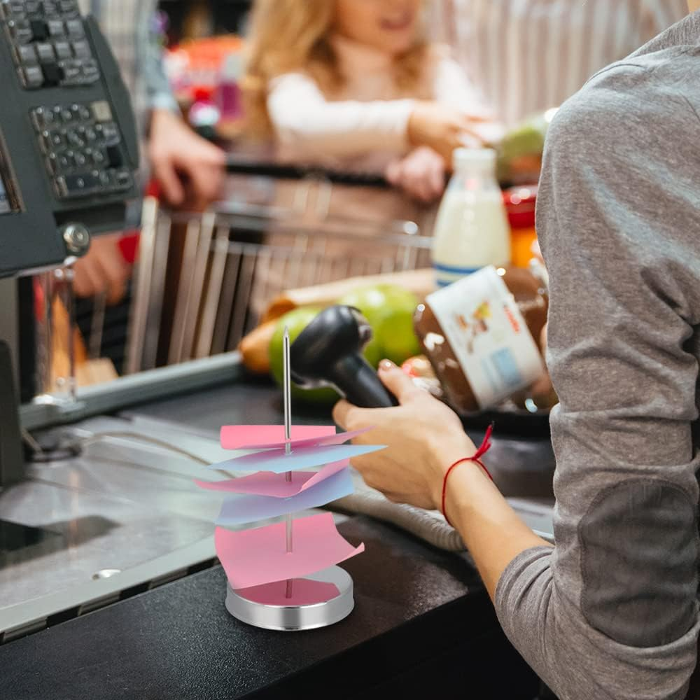 3 Pcs Receipt Holder Spike for Desk, Stainless Steel Ticket Stabber for Restaurant, Straight Rod Bill Fork, Paper Note Spike Stick, Memo Holder Stand for Office, Metal Bills Check Spindle