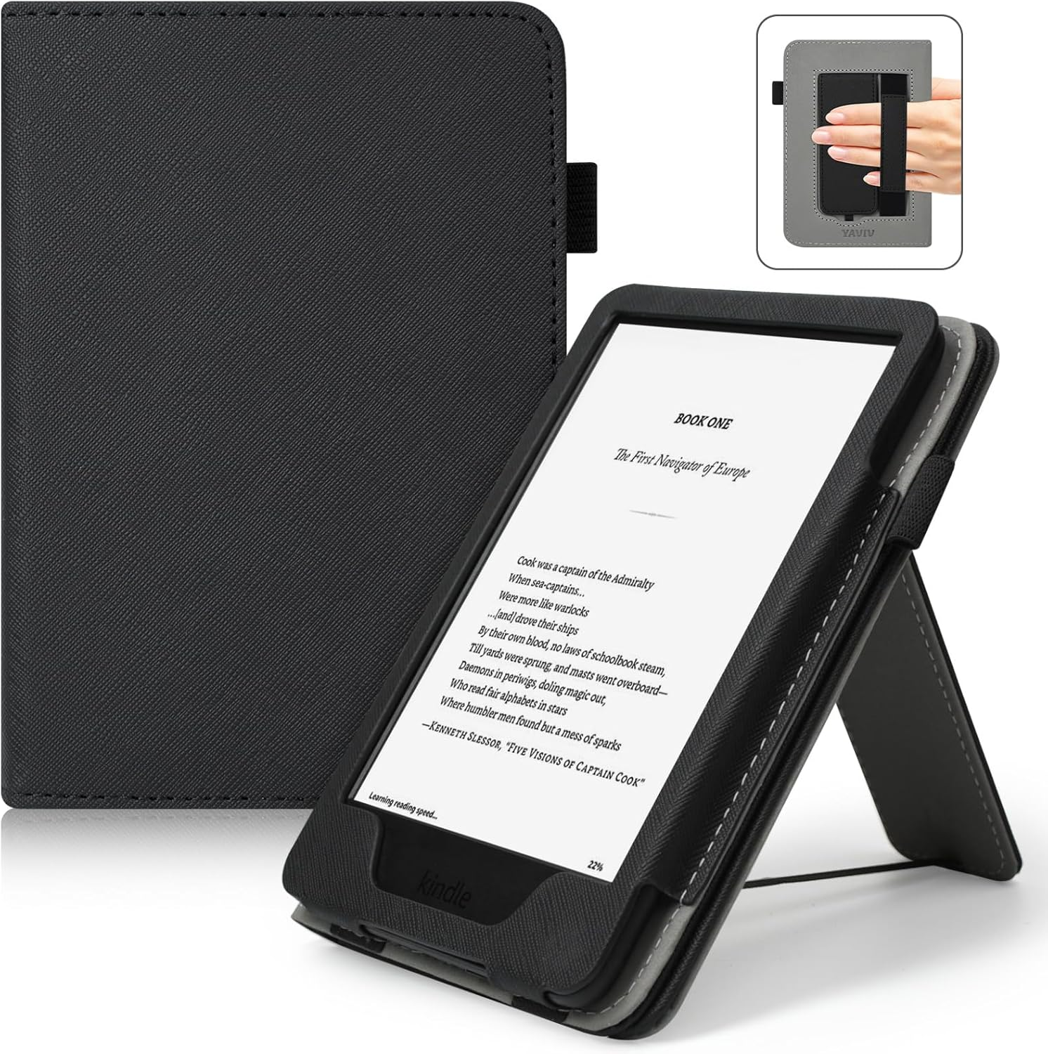 Case with Stand for for 6" Kindle (2024 & 2022, 11Th Gen) &ndash; PU Leather Smart Cover with Auto Sleep/Wake & Hand Strap for Kindle 2024, Sage