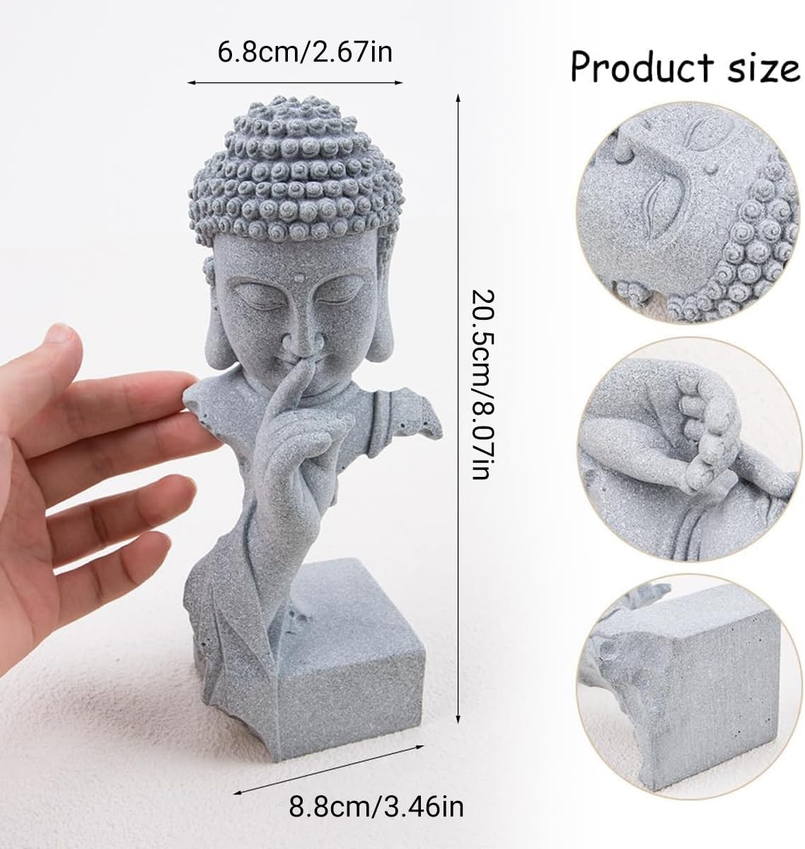AIMALL Chinese Style Sakyamuni Buddha Ornament Flower Pot Figurine for Tea Room Living Room Entryway Desktop Zen Decoration Garden Landscaping 2.7X3.5X8.1In image number 2