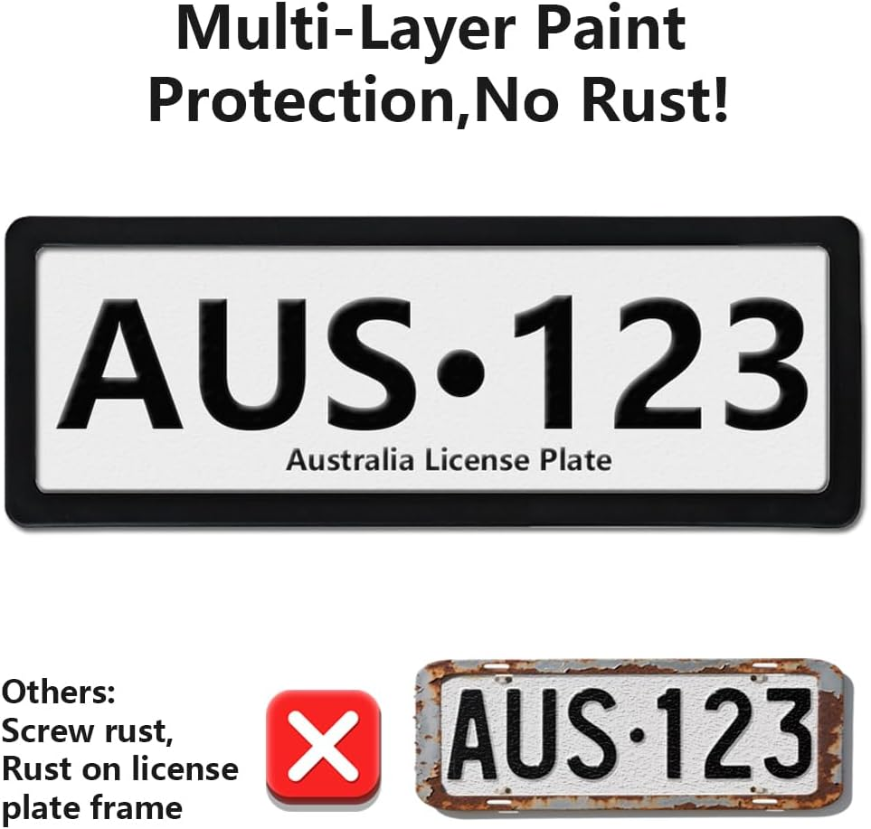 2 Pack Australian Standard 6 Figure Number License Plate Frame,Pair of Unbreakable License Plate Holders,Car Licence Plate Frame Protector Fits Any AU Plates image number 2
