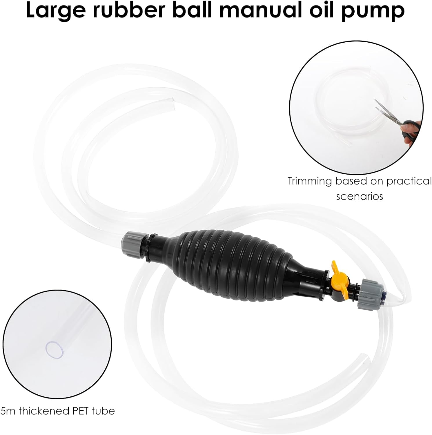 DJAPWPX Siphon Pump for Gasoline with Flow Valve and Fixing Buckle, Multifunctional Liquid Sucker Pump, Potable Siphon Hand Pump for Gas Gasoline Petrol Diesel Oil Liquid Water image number 5