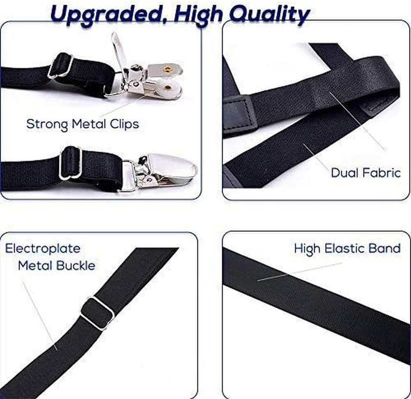 Pejoye Shirt Stays Garters Holders Keepers Straps for Man Elastic and Adjustable with Non-Slip Clips Locking Clamps to Keep the Shirt in the Trousers - 1 Pair Black (O-Shape), Black, One Size image number 1