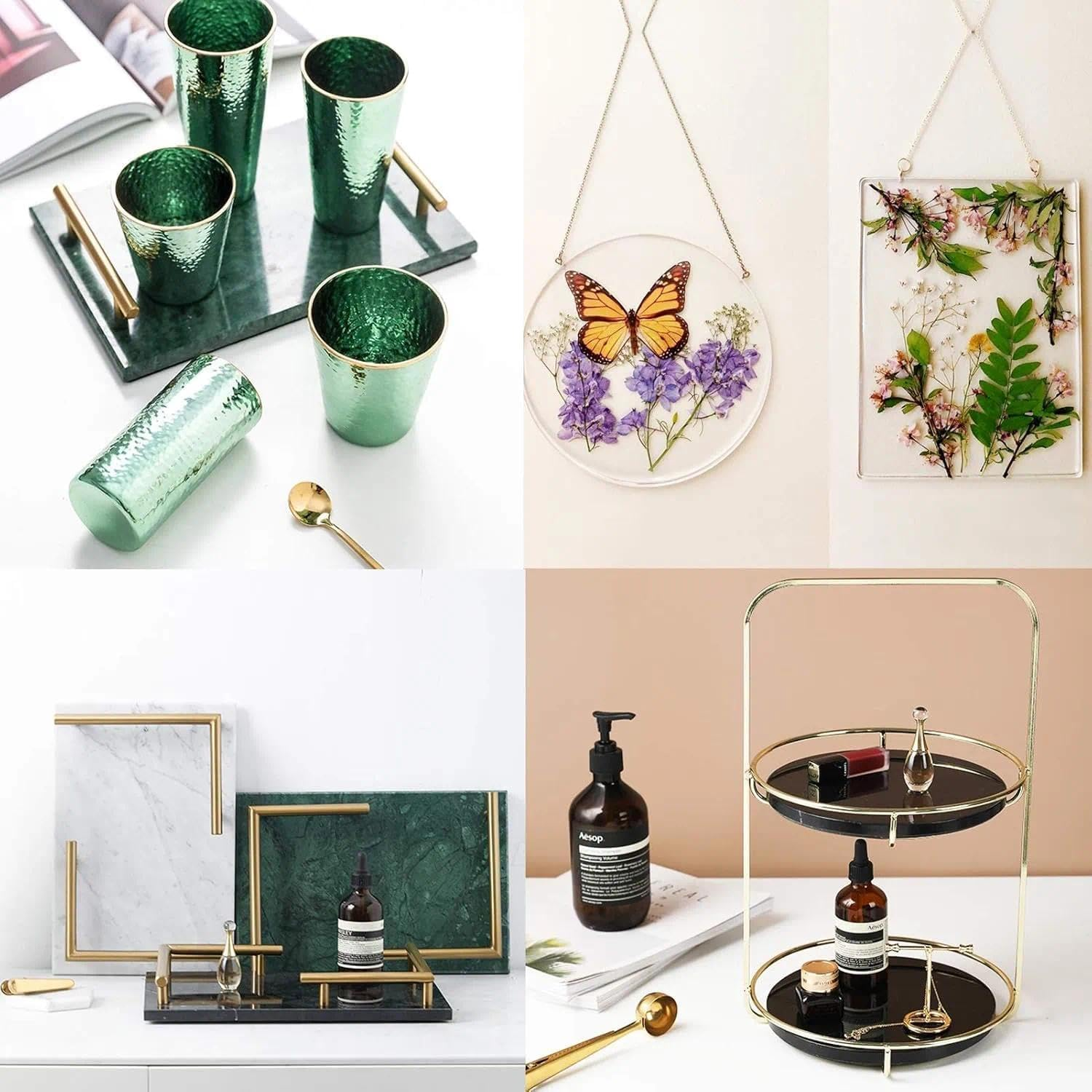 Weidllys 2Pack Large Resin Mold,Oversized Silicone Tray Molds for Epoxy Resin,Include Round,Rectangle Shaped Plate Molds for Resin Casting,Home Decorations Crafts image number 2