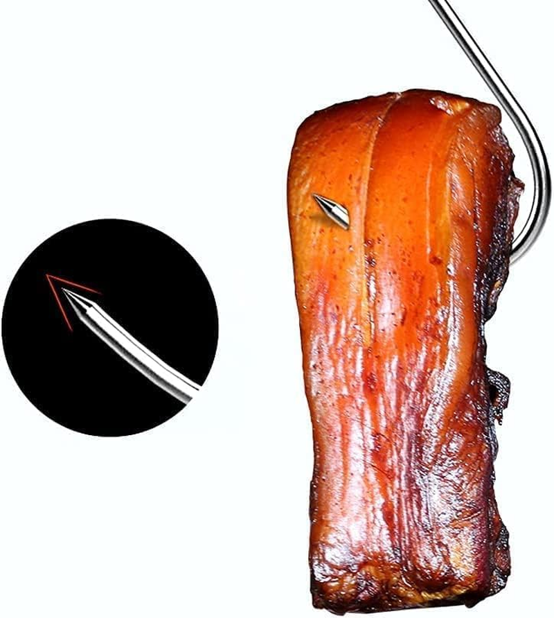 WADY Meat Hooks, 12Pcs Premium Stainless Steel Butcher Hook Smoking Hooks,Meat Processing for for Hot and Cold Smoking,Chicken Hunting Smoking Ribs,Hanging,Drying,Bbq,Grilling (5.1Inch/13Cm) image number 1