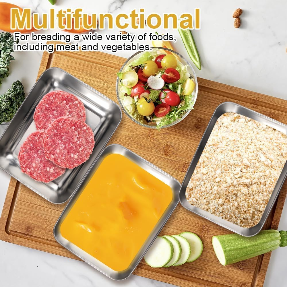 Baking Tray Set of 3, Stainless Steel Deep Baking Sheets Pans,25.5 X 19.5 X 5 Cm Non Stick Metal Baking Pans, Cooking Trays, Easy to Clean, Rectangle Cake Tin for Oven Baking, Cooking and Serving image number 1