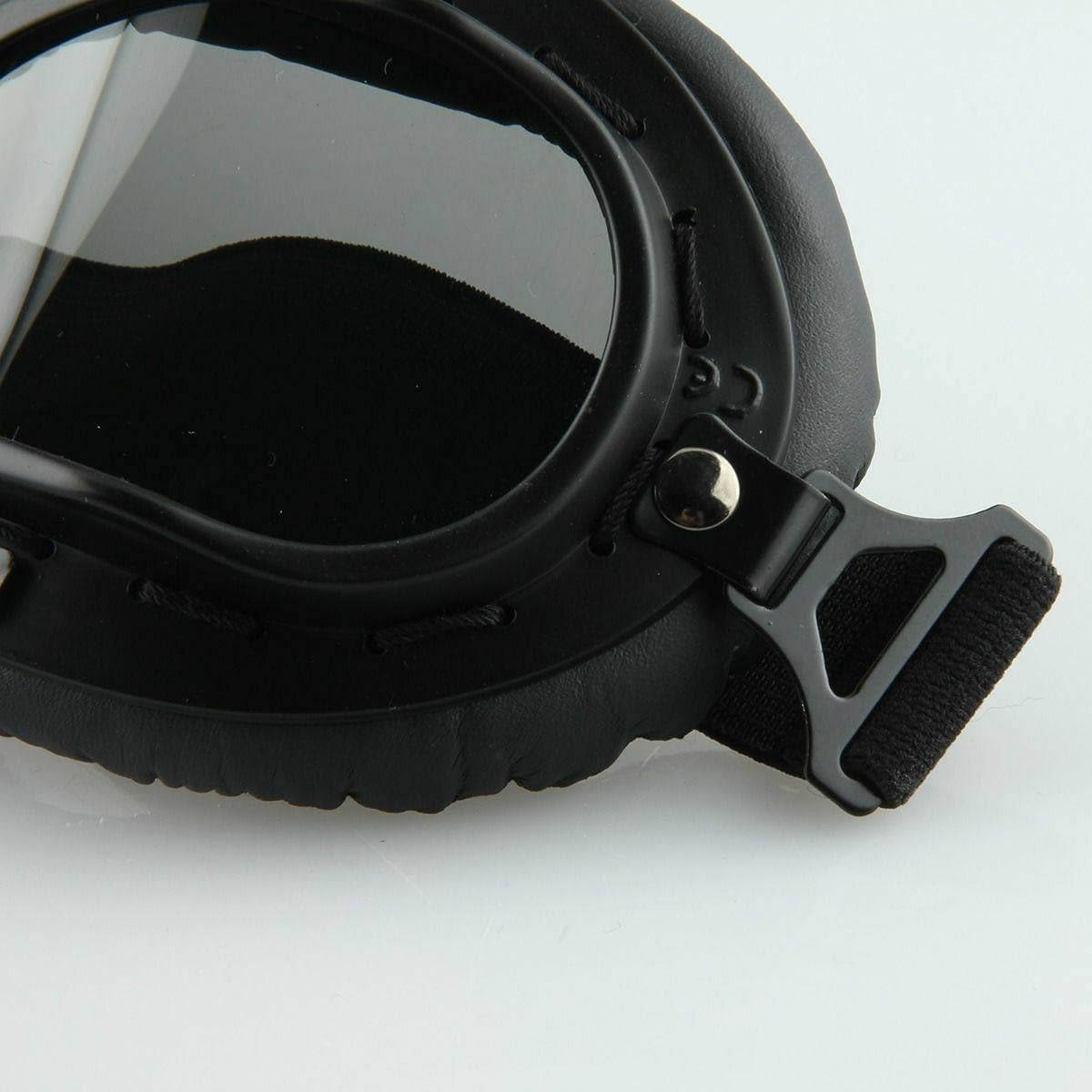 TDR Retro Vintage Motorcycle Goggles Aviator Pilot Eyewear Windproof Adjustable UV Protection anti Fog Clear Lens Black Frame Adults Teens image number 6