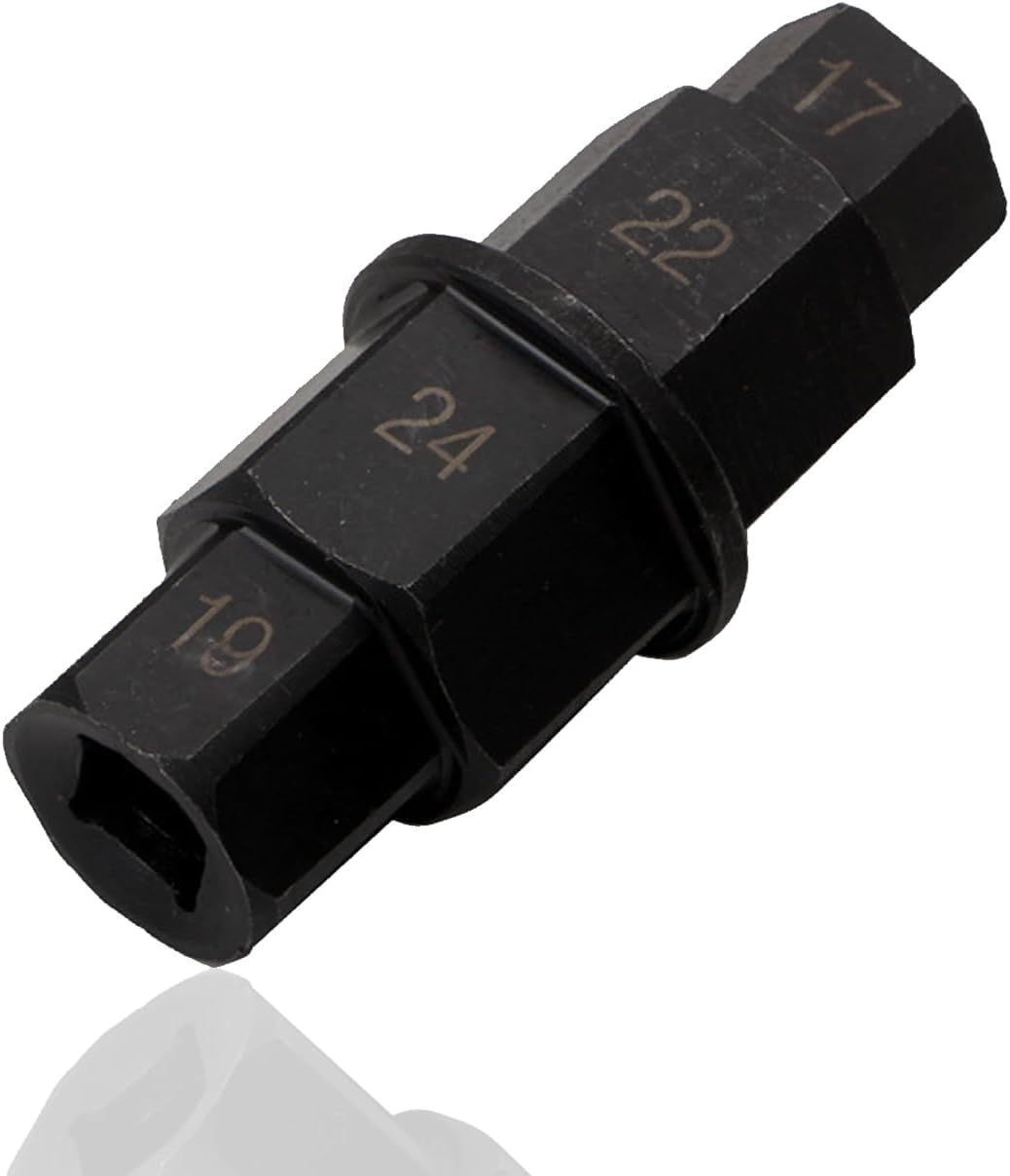 Bestgle Motorcycle Axle Tool, 4 in 1 Motorcycle Hex Axle Removing Kit 3/8" Wheel Hub Hex Axle Spindle Socket Driver Removal Tool Universal Hex Allen Spindle Socket Adapter Set, 17/19/22/24Mm image number 2