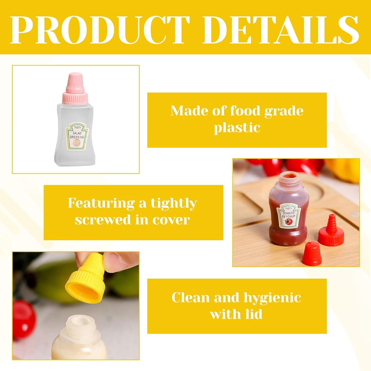 Sauce Container, 8 Pcs Squeeze Bottle, Mini Sauce Bottle, Mini Condiment Squeeze Bottles, 23Ml Condiment Squeeze Bottle for Bento Box Accessories, Empty Plastic Salad Dressing Container image number 4