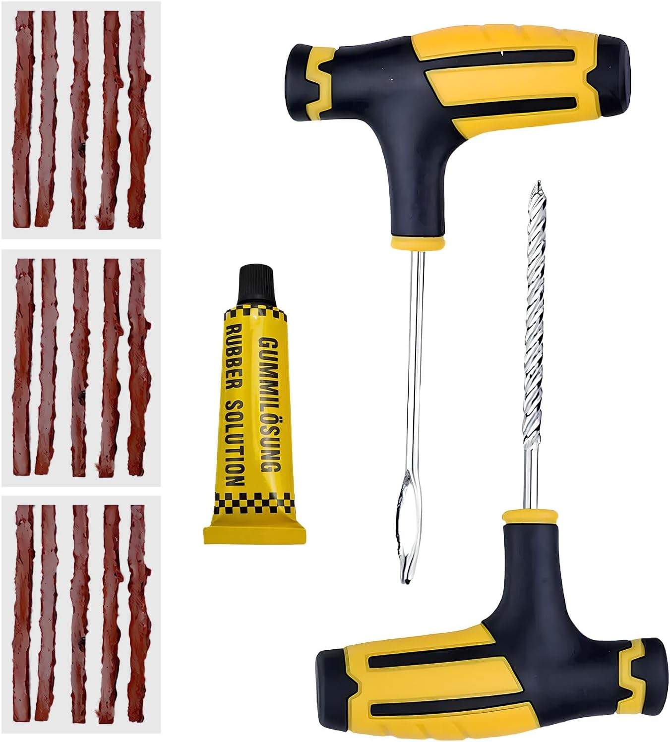 18Pcs Tyre Repair Kit, Vehicle-Specific Tire Repair Kit, Emergency Tool for Heavy-Duty Vehicle Puncture Repair, for Cars Motorcycles Recreational Vehicles All-Terrain Vehicles SUV Trucks Lawn Mowers