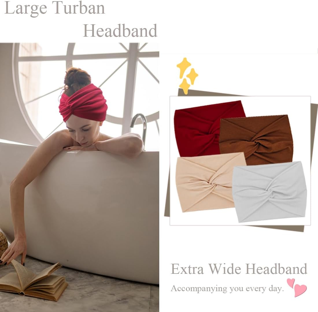 Extra Wide Headbands for Women 7'' Large Headband Twist Head Bands Women'S Hair Band Stretchy Turban Girls Styling Accessories 8 Pack