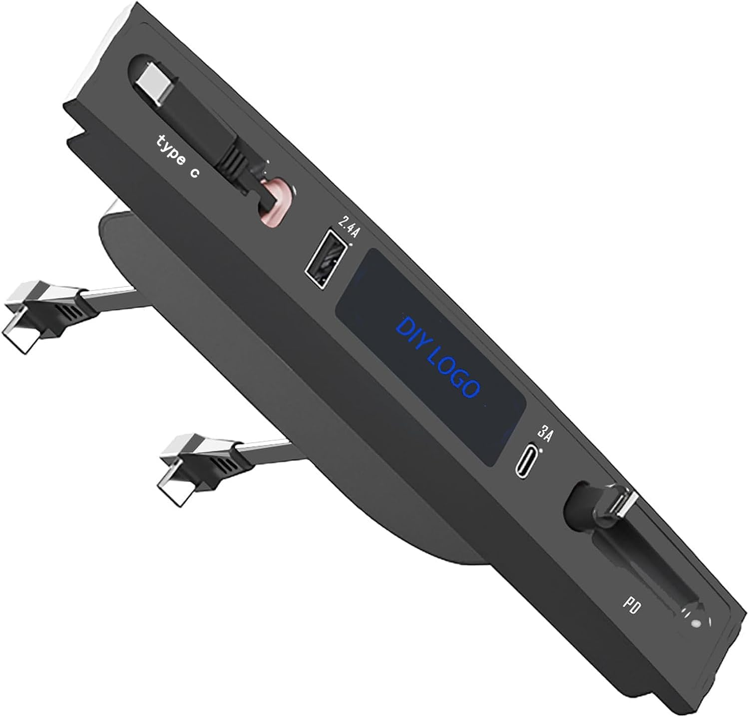 Gwydre Retractable Hub Docking Station for 2021 2022 2023 Tesla Model 3/Y,Car USB Hub for Tesla Model 3 Model Y Accessories,Car Fast Charger for Tesla Model 3/Y, PT-TSL-2-1, 1 Lightning 1 Type-C image number 2