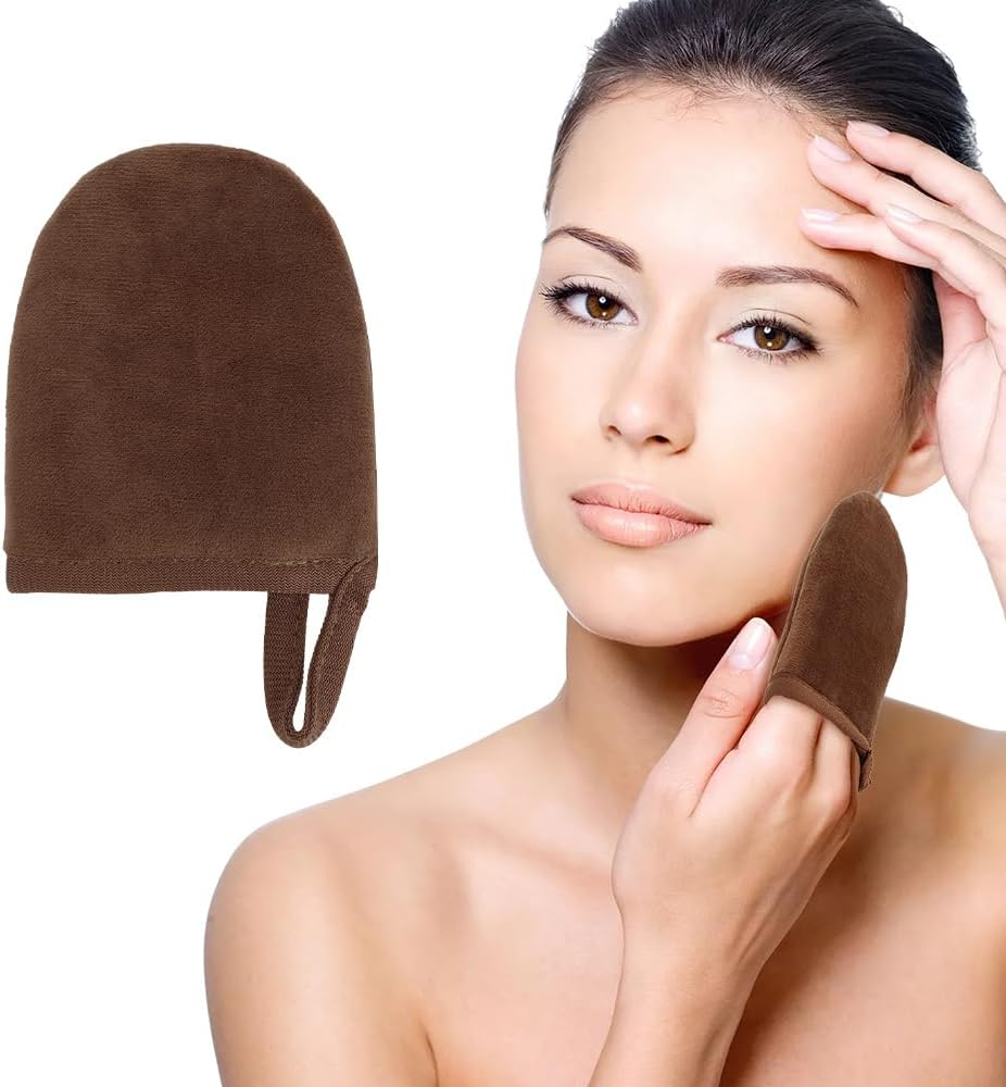 Tanning Mitt,Self Tanning Mitt Applicator Kit 2 in 1,Brown Double Sided Design Artificial Back Applicator with Thumb,Multipurpose Ultra Soft and Streak Free,Reusable Sunless Glove for Streak-Free Tan