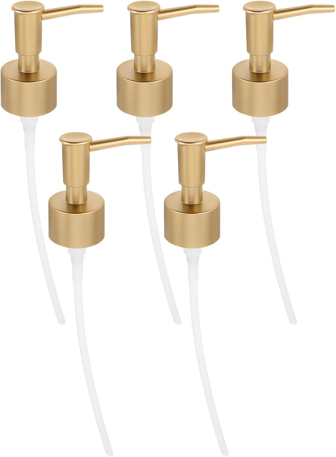 EPIGEIST 5Pcs Pearl Gold Plastic Lotion Dispenser Pump Heads Replacement for Soap Shampoo Hand Wash Bottles, 28Mm Thread, Suitable for Bathroom and Kitchen Use