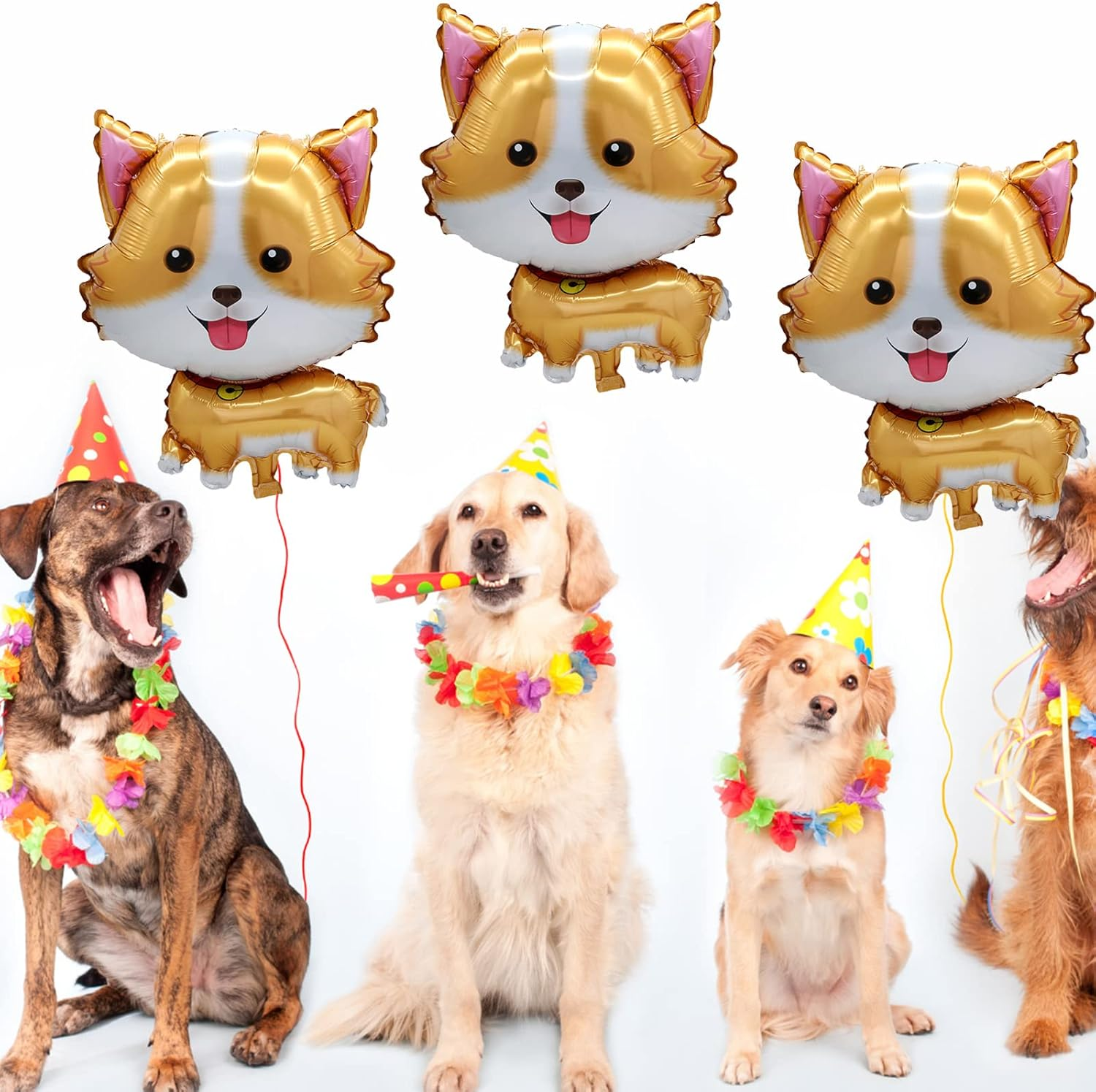 5Pcs Pet Dog Balloons Cute Corgi Foil Mylar Balloons for Birthday Baby Shower Lets Pawty Themed Pet Party Decoration Supplies image number 4