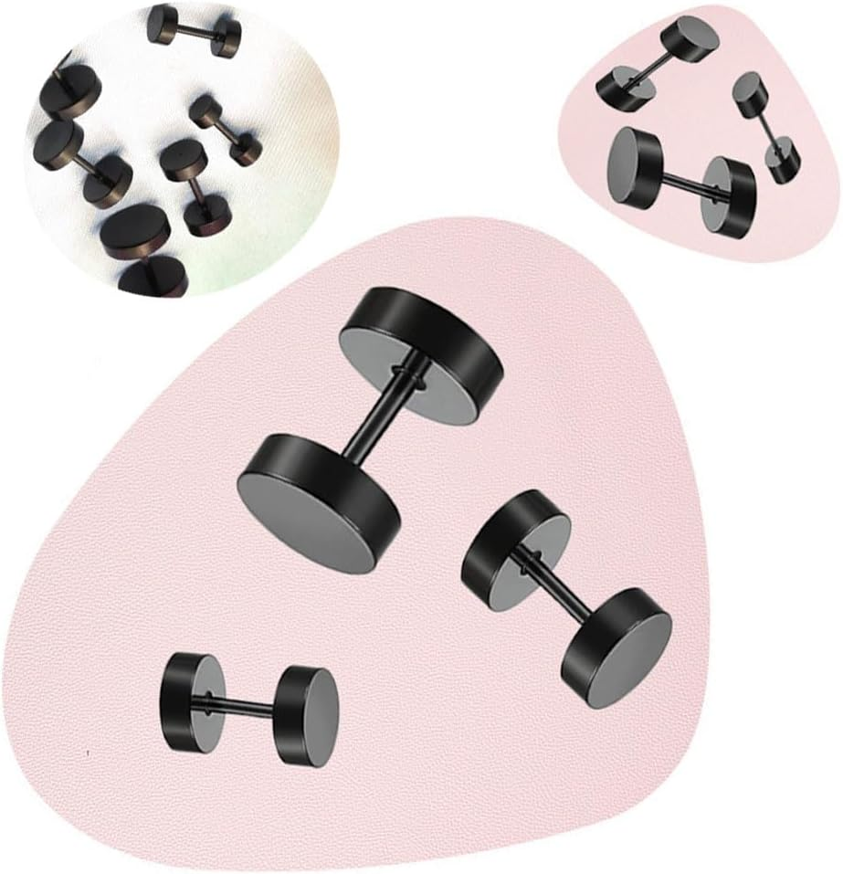 Changyeah 6 Pairs Dot Earrings, Stainless Steel Black Stud Earrings for Men Women, Titanium Steel Barbell Earrings Set, 3Mm-8Mm Available, (Black) image number 1