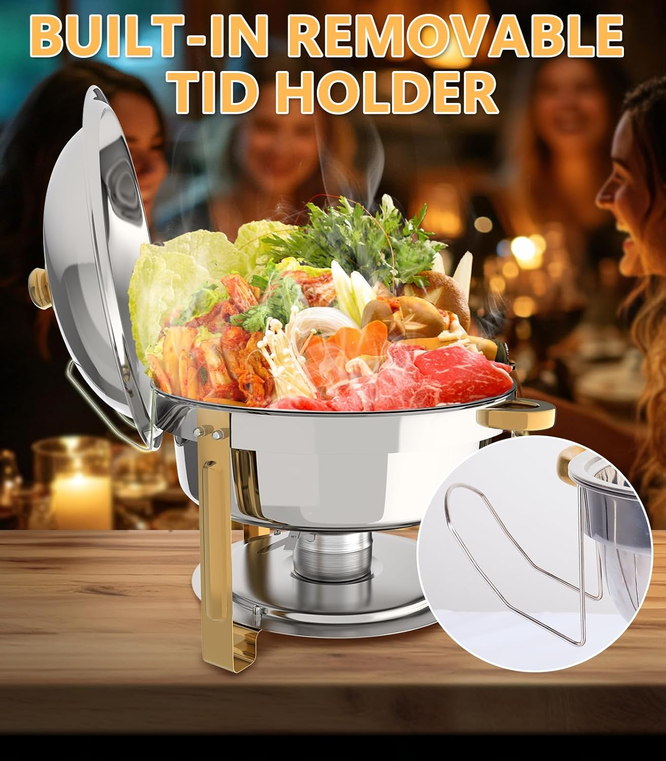 Beviliu 5.7L(6QT) Chafing Dishes for Buffet, 4 Pack 5.7L Food Warmers for Parties Buffet, Warming Trays for Buffets Party, Catering Supplies Buffet Display Chafing Dish for Any Parties image number 3