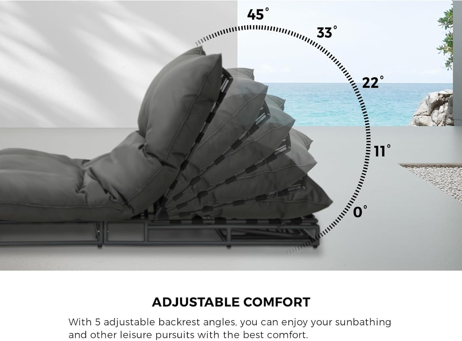 Livsip Sun Lounge with Cushion Outdoor Furniture Sun Bed Day Bed image number 1