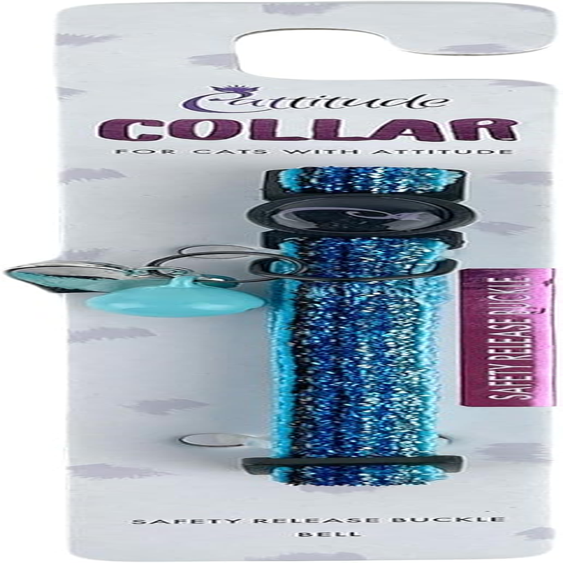 Cattitude Cattitude Sparkle Cat Collar, Sapphire, Blue - Cat Collars with Bells, Adjustable Nylon Strap, Safety Release Breakaway Buckle, Kitten, Puppy, Small Dog - Amethyst image number 3
