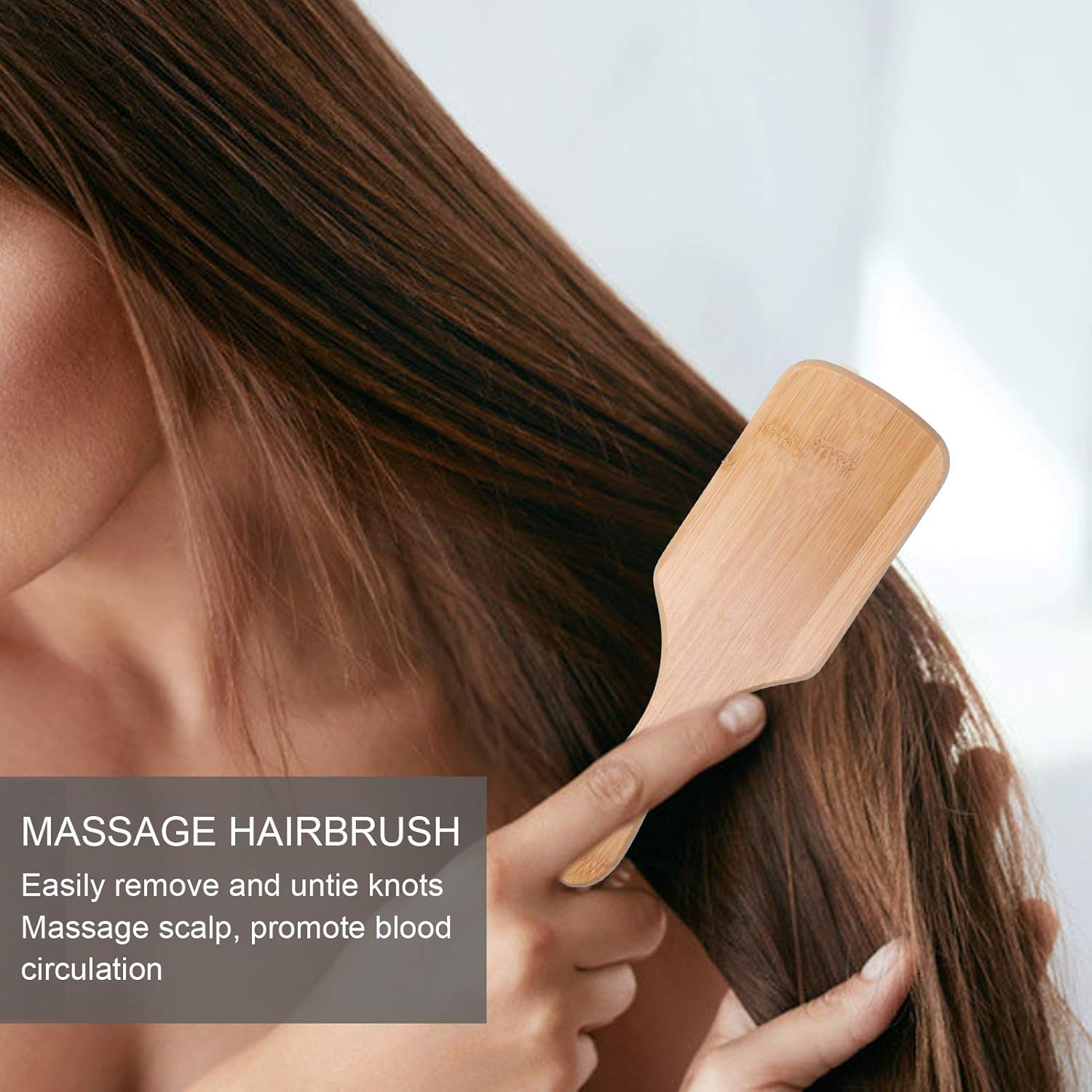 Bamboo Brush for Hair Growth, Detangle Tail Comb Instead of Brush Cleaner Tool Wooden Hair Brush Wooden Scalp Massager Paddle Hairbrush for Women Men Make Thin Long Curly Hair