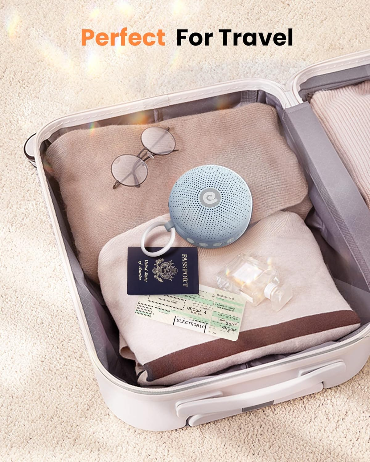 Dreamegg White Noise Machine &ndash; Sound Machine for Baby Kid Adults, Features Powerful Battery, 21 Nature Sounds, Lullabies, White Noise, Rechargeable Sound Machine for Home Travel Nursery Gift-Blue image number 6