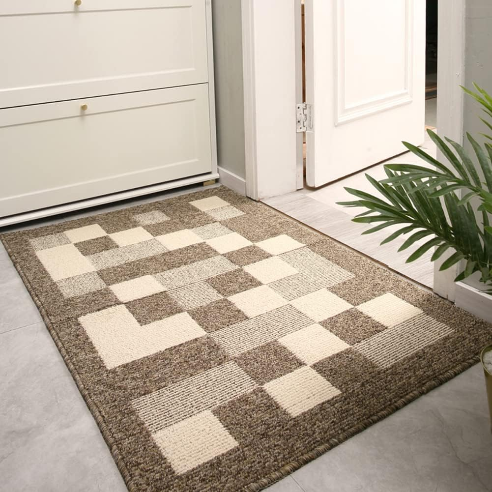Jaemoose Entrance Mat, Outdoor, Indoor, Non-Slip, Commercial Use, Home, Washable, Stylish, Door Mat, Dirt Removal, Abrasion Resistant, Entryway, Office, Shop (Light Gray Stripes, 50 X 80 Cm)
