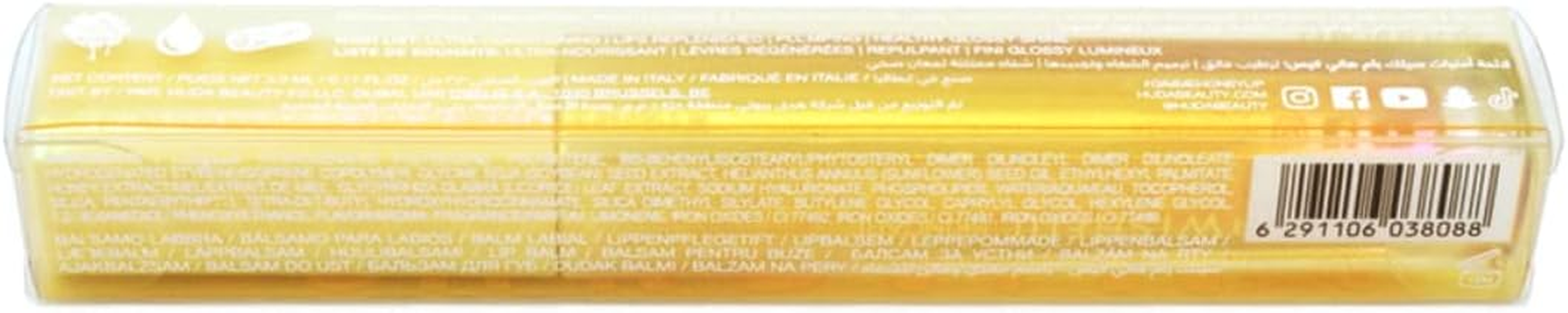 Huda Beauty Silk Bomb Honey Kiss Full Size - Hydrated, Silky Smooth, Lip Plump, High-Shine Finish