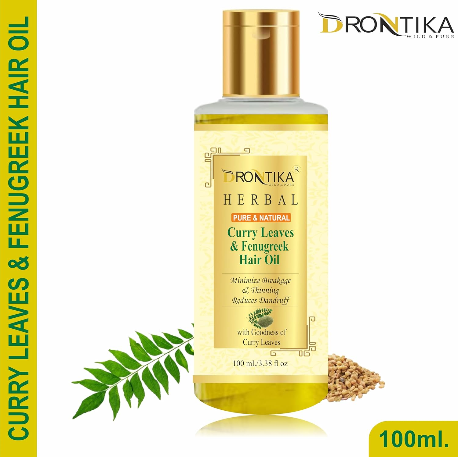 Khadi Drontika Curry Leaves & Fenugreek Hair Oil for Hair Fall and Greying Control - with Vitamin E - 100Ml image number 4