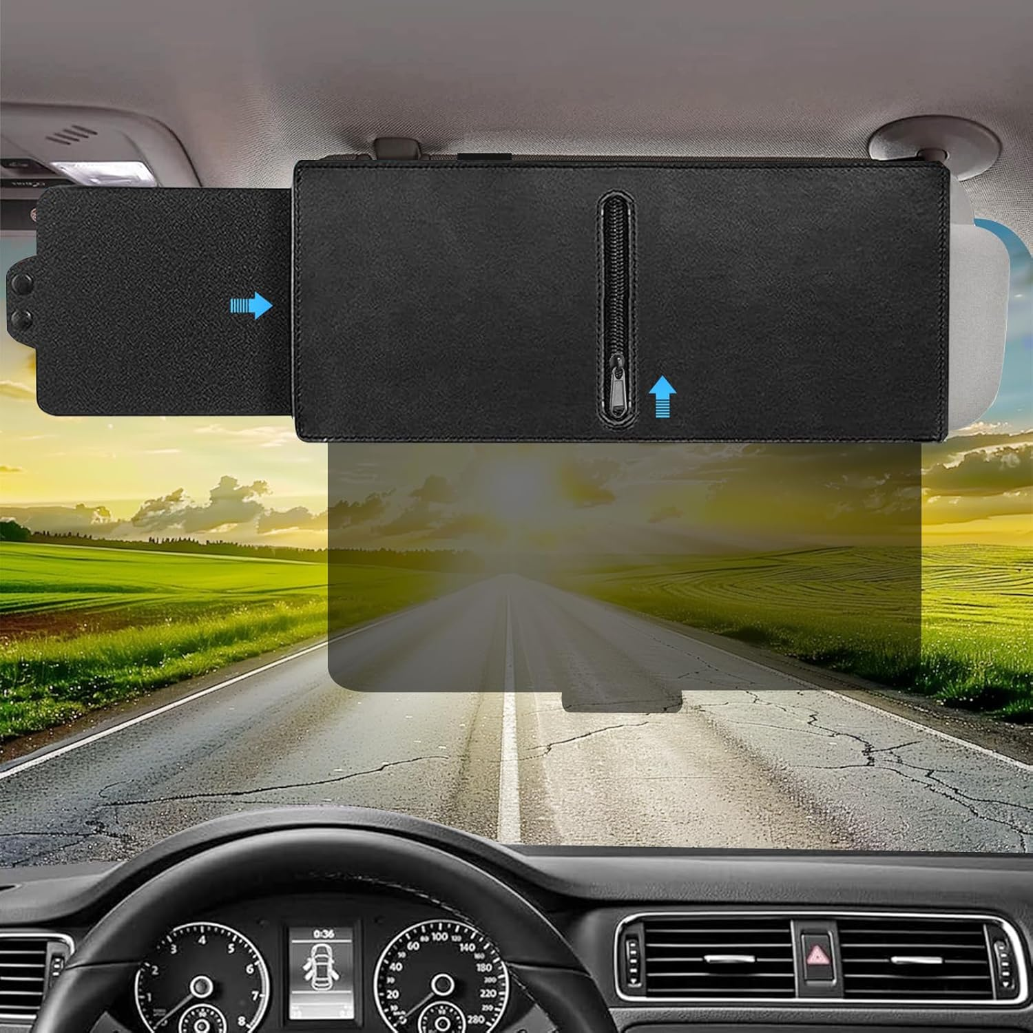 Sun Visor for Car, Universal UV400 Anti-Glare Polarized Sun Visor Extender for Right Seat, Car Adjustable Front/Side Sunshade Windshield Driving Visor Blocker with Polycarbonate Lens image number 3