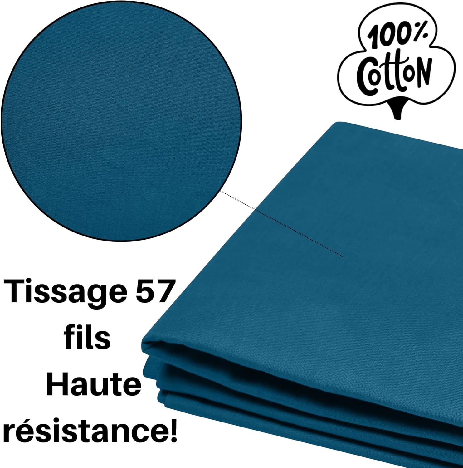 Lovely Casa - Flat Sheet - Size 180 X 290 Cm - 100% Cotton Certified According to Oeko-Tex - Colour Petrol - Model Eden - Bed Linen for Home - Soft and Comfortable for Cuddly Cot Bumpers image number 3