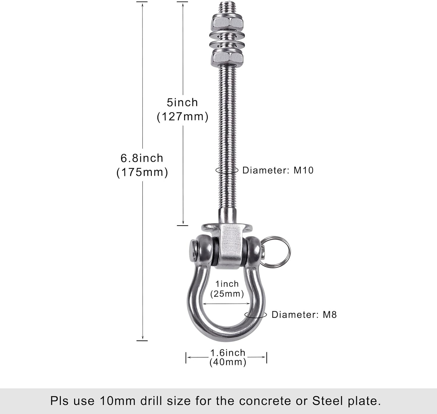 Dolibest Swing Hangers with Bearing - 4 Pack Stainless Steel 304 Hardware Hooks for Wood & Metal Beams, Ideal for Hanging Hammocks, Yoga Swings, Porch Swing, Boxing Bag 1500 LB Capacity 6.8&rsquo;&rsquo; image number 3