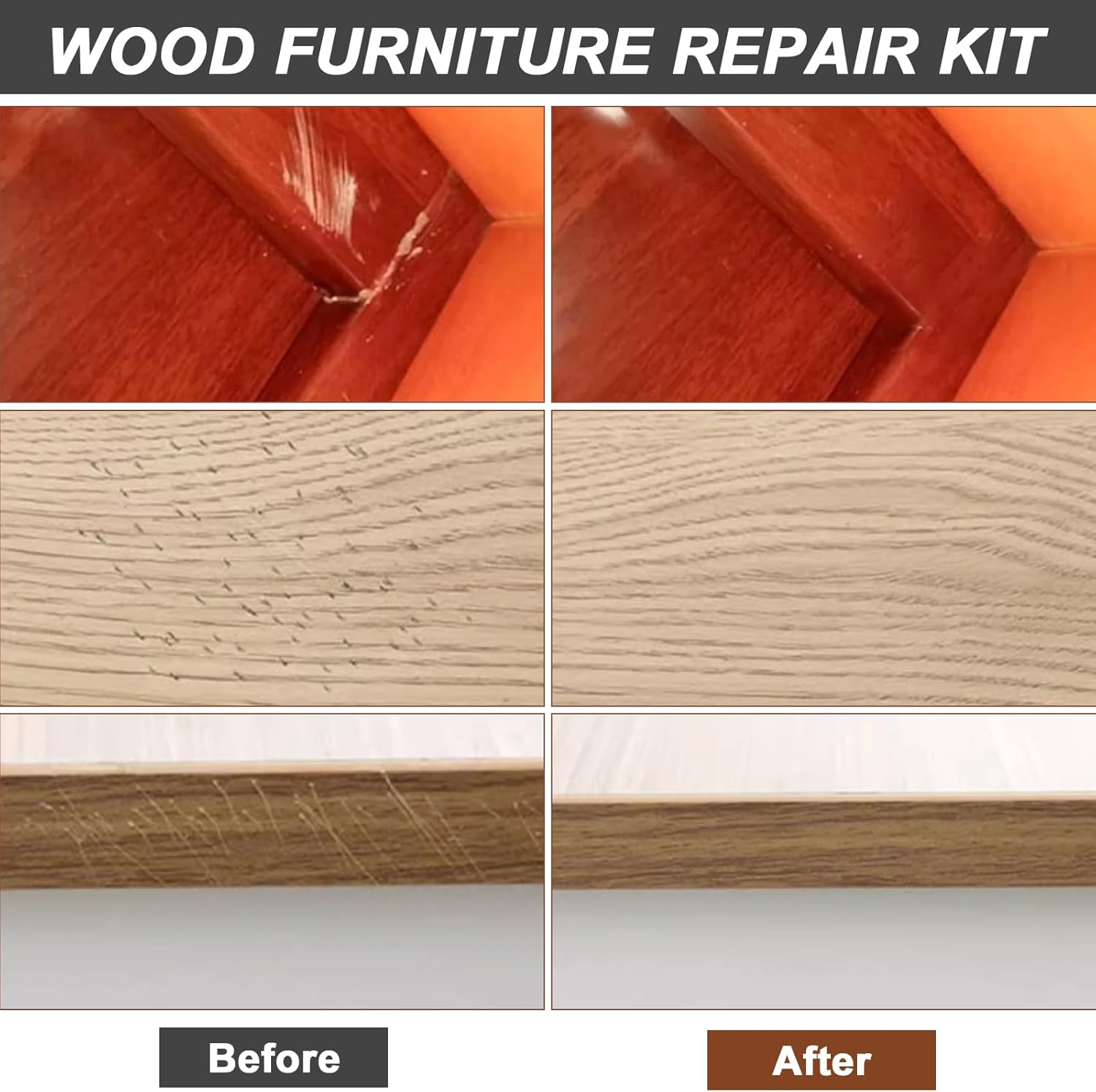 9 Colors Wood Filler Sticks, Laminate Wood Floor Repair Wax Sticks with Blue Scraper, Touch up Wax Sticks, Heatable Wood Repair Stick for Wooden Door, Tables, Holes, Floor, Scratches and Cabinets image number 2