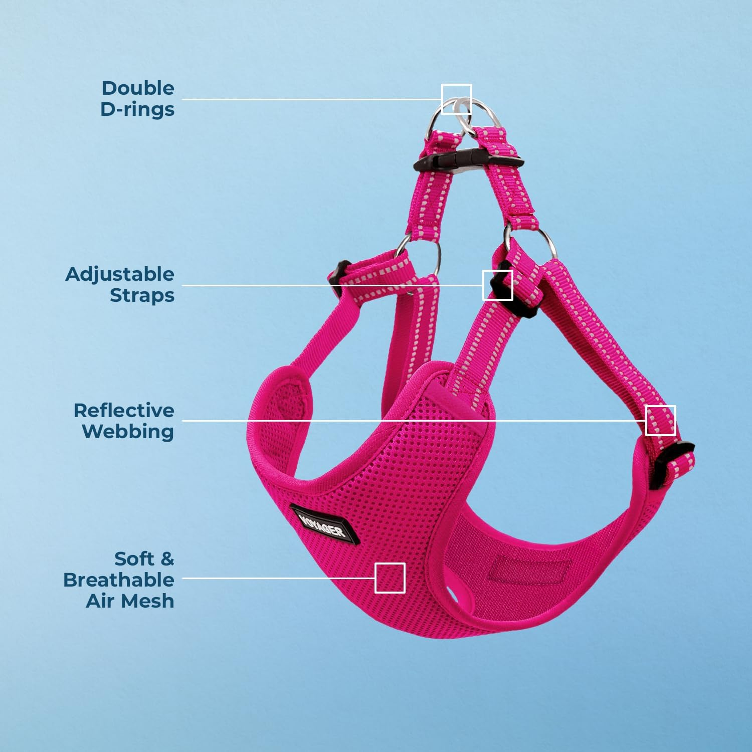 Best Pet Supplies Voyager Step-In Flex Dog Harness - All Weather Mesh, Step in Adjustable Harness for Small and Medium Dogs Fuchsia, Small image number 1