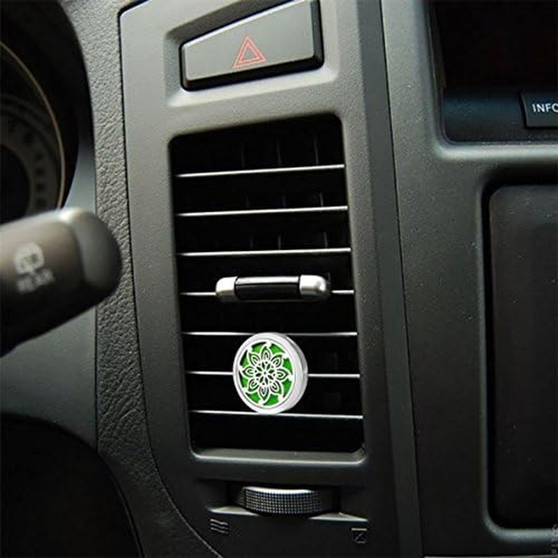 HOUSWEETY Car Air Freshener Aromatherapy Essential Oil Diffuser - Flower Stainless Steel Locket,12 Refill Pads image number 5