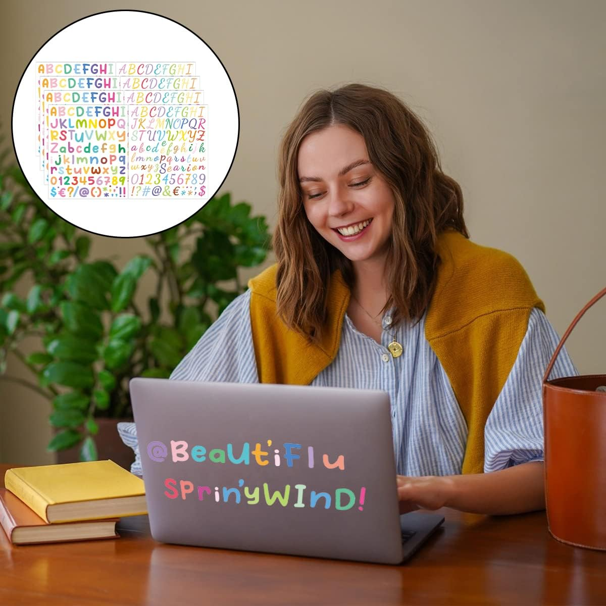 BEZANU Letter Stickers, 8 Sheets Colorful Self Adhesive Alphabet Number Stickers for Home, Business, Classroom Decor image number 5