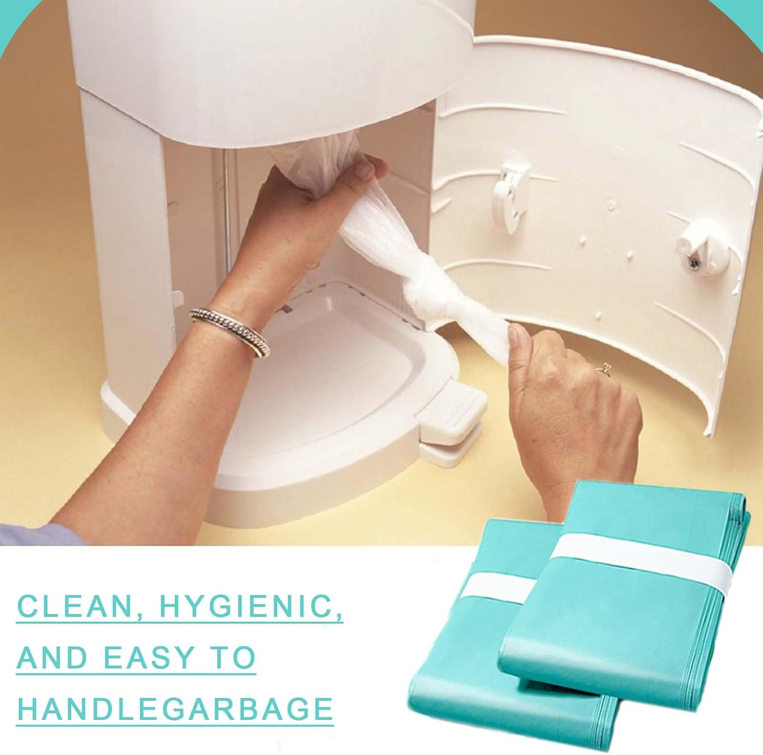 6-Pack Diaper Pail Liner Refills Bags Compatible with KORBELL Nappy Bin 16L Disposable Bag Refill，Green, Lightly Scented image number 1