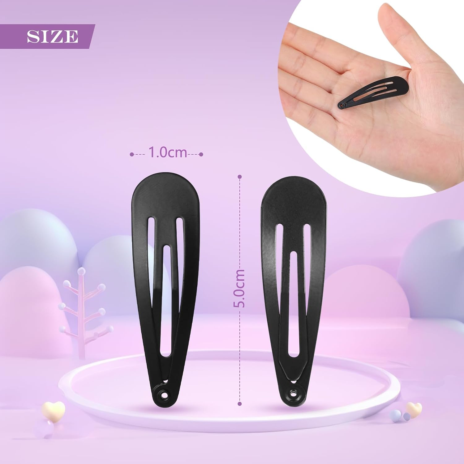 Bighan 80 Pcs Girls Hair Clips Simple Hairstyle Clips Metal Drop-Shaped Barrettes Adorable Hair Accessories for Girls, Black image number 2