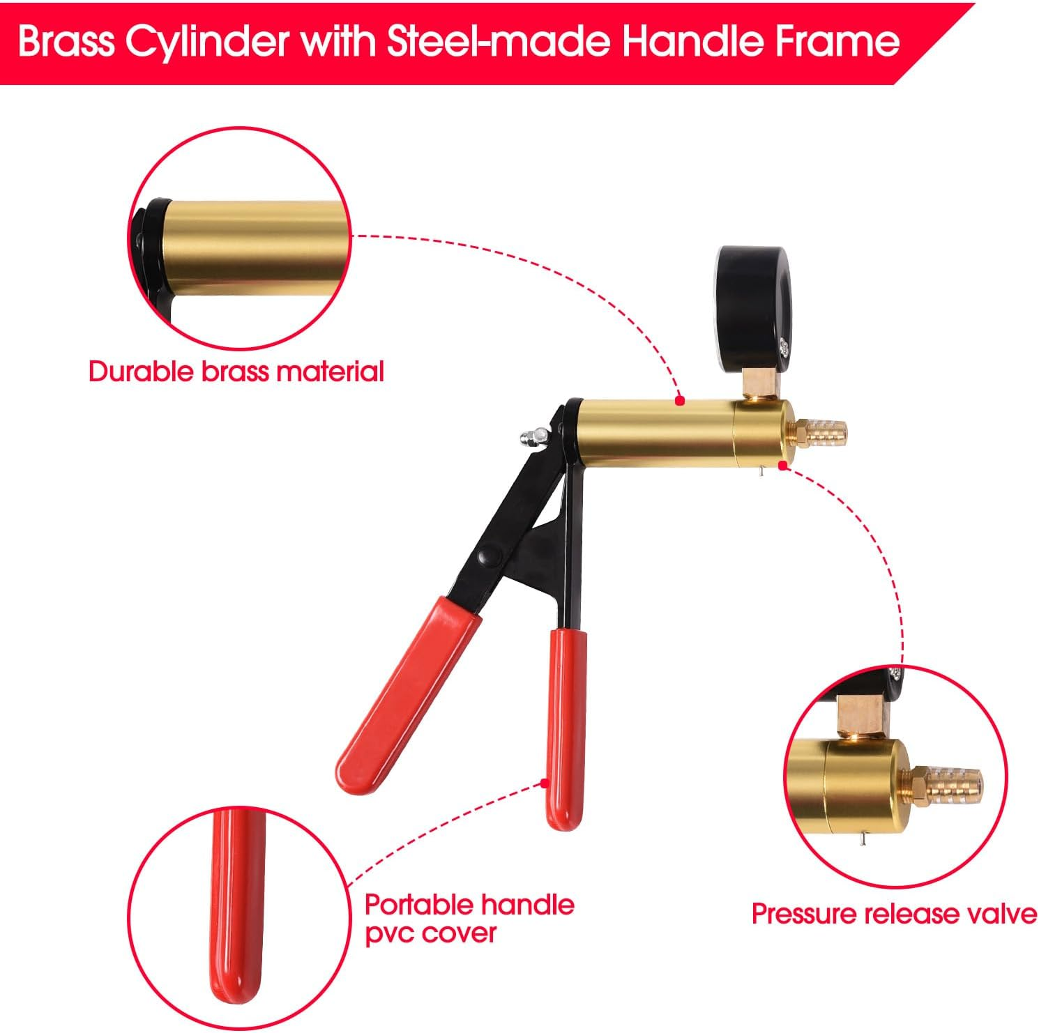 DHA Brake Fluid Bleeding Kit,Brake Bleeder Kit Hand Held Vacuum Pump Pressure Tester Gauge Adapter Set Automotive,Manual Brake Clutch System Bleeder Tool Kit for Bike Car Motorcycle Truck One Man image number 2