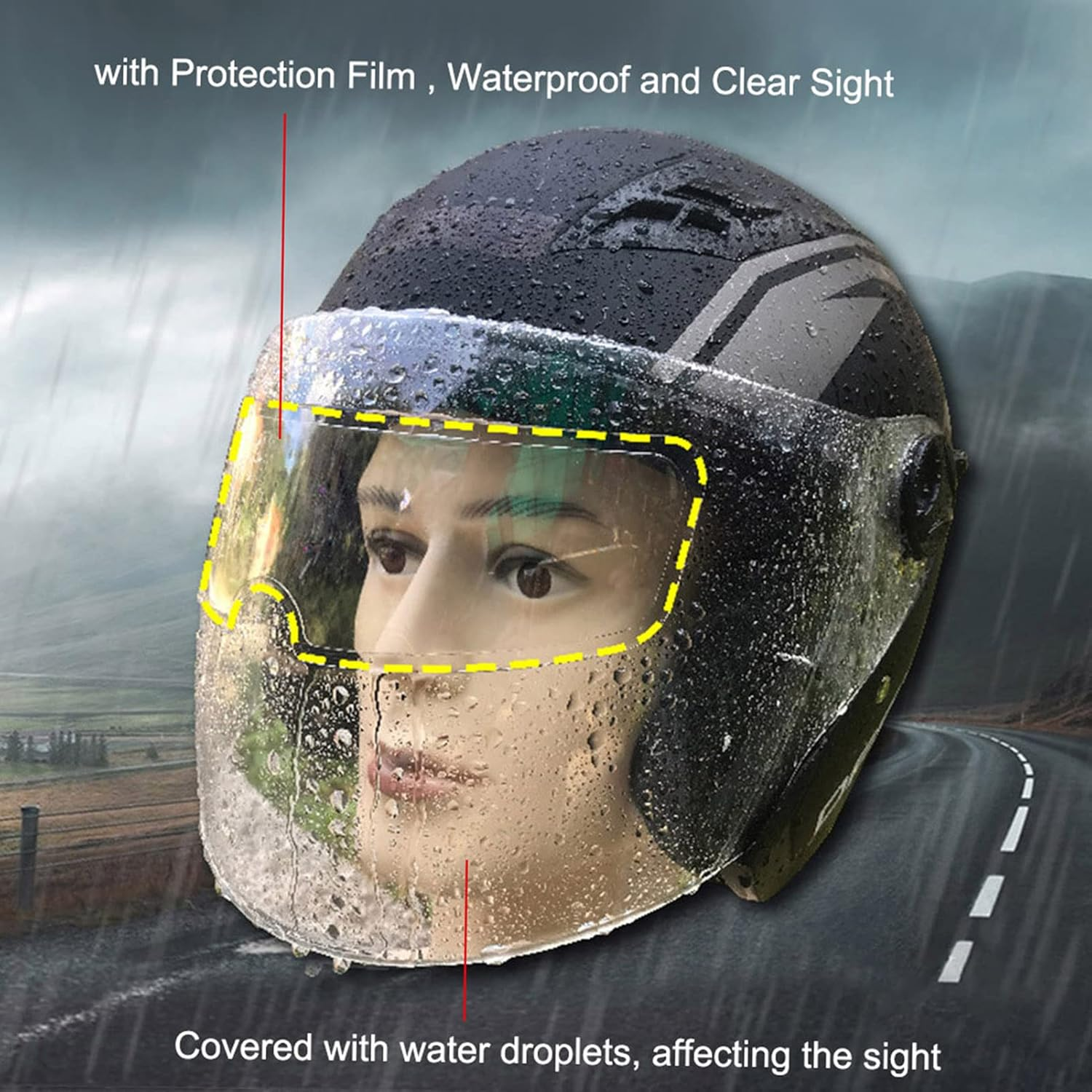 Motorcycle Helmet Waterproof Lens Film, Universal Rain and Fog Protection Film, Transparent Lens Sticker Helmet anti Fog Film Visor Shield image number 5
